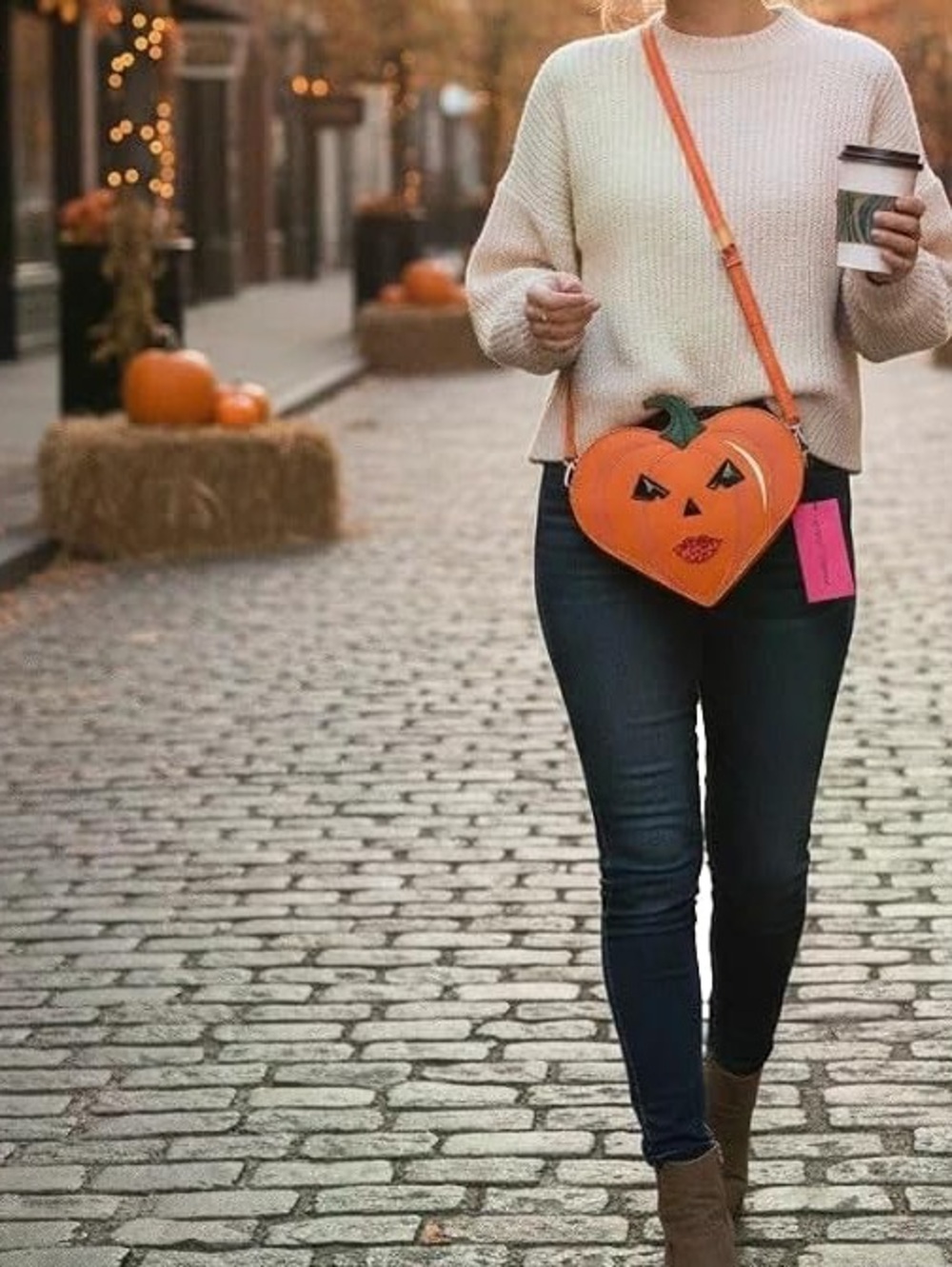 Betsey Johnson NWT Heart Shaped jack o lantern Red Glitter Lips Halloween Bag - Picture 11 of 11